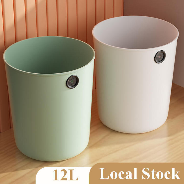 Plastic Bathroom Garbage Can Office Wastebasket OpenTop Round Waste