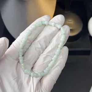 Light Green Natural Original Myanmar A-type Jade Gourd Beaded Blessing Women Bracelet Fashion Jewelry Gift with Certificate