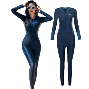 LYSEACIA Dài Tay Ngừa Phát Ban Đồ Bơi Nữ Đồ Bơi Một Mảnh Có Khóa Kéo Thời Trang 3 Màu Trơn Trang Phục Bơi Có Đệm Cỡ Lỡn Cho Nữ Đồ Đi Biển Mũm Mĩm