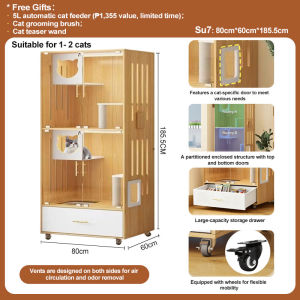 F&G Cat Cage large Cat Villa Home Solid Wood Cat Cabinet Luxury Cat House Cat Room Indoor Large Space Cat Cage Large Cat House Cat Cabinet Cat toys