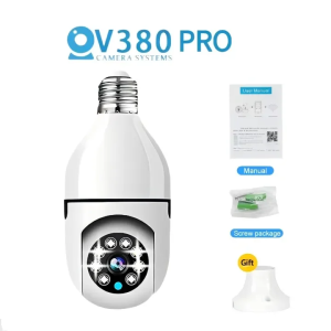 Tommjerry Camera CCTV Lampu V380 Pro 8MP Kamera CCTV Lampu CCTV Kamera cctv Wifi Wireless Ip Smart Camera 360 PTZ & Memory Card
