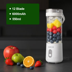 JameMirs Portable Wireless Blender18000 RPM12Blades Ice Crush 650ml 2 Lids BPA-Free Self-Cleaning For Home Travel Fitnes榨汁杯