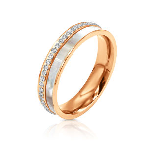 SO SEOUL Annecy Full Band with Mother of Pearl Encrusted Crystal Rose Gold Ring