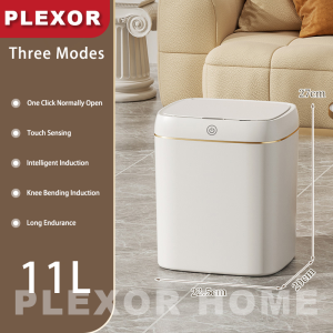 Plexor Automatic Touchless Trash Can with Soft-close Lid 11L/13L Waterproof Motion Sensor Garbage Bins with 3 Model Opening Rechargeable Square Waste Bin for Kitchen/Living Room/Bedroom/Office