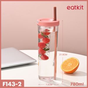 Eatkit Botol Minum Infused Water 720ml Dengan Sedotan Lipat Tumbler Minuman Buah Segar