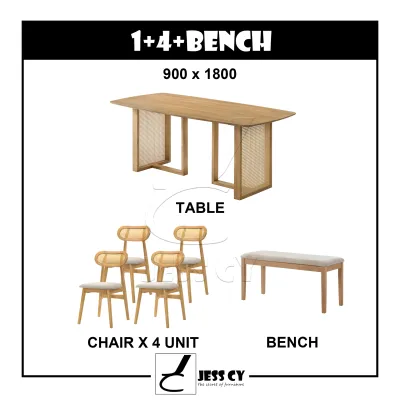 **NEW PRODUCT** PAHANG RATTAN WOODEN DINING SET / SET MEJA MAKAN ROTAN KAYU / MUJI / 4 KERUSI / 6 KERUSI / JESS CY