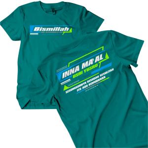 Kaos Cotton Combed 24S Lengan Pendek Motif INNA MAAL USRI YUSRO Warna Cerah