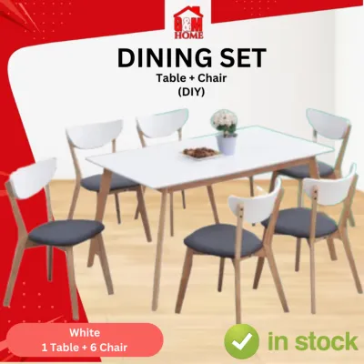 🔥TOP 1🔥G&M Home (DIY) / Dining Set 1+4+Bench / Ready Stock+Fast shipping / 1+6 / 1+2+Bench / 1+4 Meja Makan / Dining Set