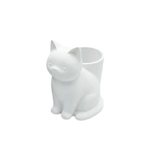 MMLUCK In 3D Giá đỡ bút hình mèo Nhựa Trang trí Ống đựng đồ hình con mèo Sáng tạo Dễ thương Hộp đựng văn phòng phẩm Dành cho gia đình