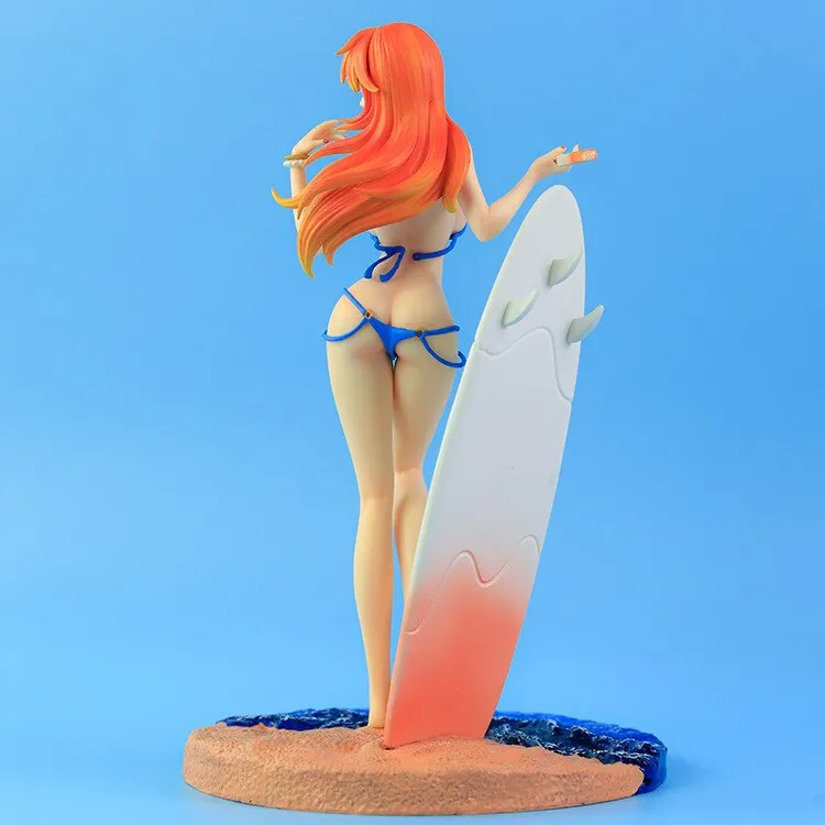 100% ORIGINAL】One Piece Nami Anime Figure Swimsuit Sexy Action Figures  Beach Surf Bikini Girl Figurine 30cm Pvc Model Collection Statue Gift