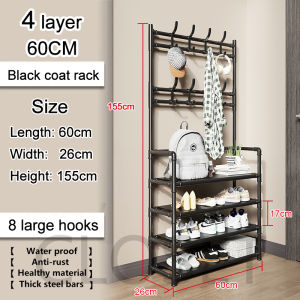 [CLOSET MALL]4/5 Tier Shoe Rack Organizer Stainless Steel Floor-standing Double Pole Clothes Rack Storage Stand Rack Shelf