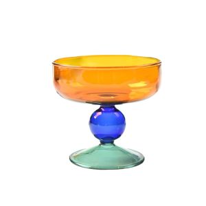 MNTT 270 ML Glass Ice Cream Bowl High Feet Heat-resistant Dessert Cup Creative Colorful Yogurt Cup Pudding