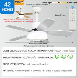 Ceiling fan with light 5 Blades Fan light Home LED Ceiling Light with Remote Control