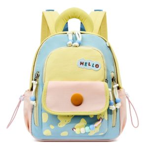 YUBAGUANB Large Capacity Kids Backpack Adjustable Waterproof Cute Color Block Backpack Durable Back-supporting Lightweight School Bag for Kindergarten Children