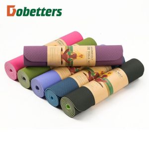 Thảm tập yoga gym thể dục cao su TPE 2 lớp 6mm chống trượt cao cấp tại nhà tặng kèm dây đeo Dobetters