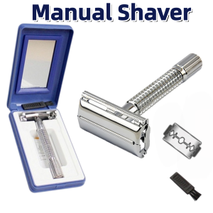 Manual Shaver for Men Classic Stainless Steel Safety Razor Shaver with Brush Box Blades Double Edge Classic Safety Razor Shaving Kit Water Washed Shaver