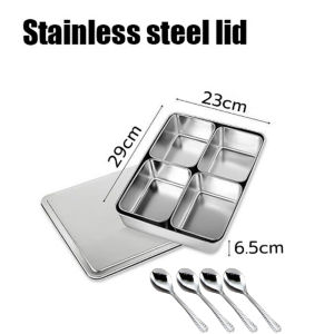Stainless Steel Spice Jar304 Seasoning Box Condiment Box/ Dispenser Seasoning Container 6/8 boxes with lid Send spoon