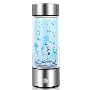 Hydrogen Water Bottle Portable USB Rechargeable Glass Hydrogen Water Ionizer Machine Hydrogen Rich Water Generator Glass Health Cup for Daily Office Home Travel and Fitness Drinking