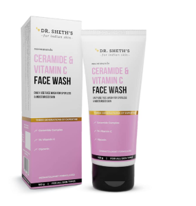 Dr. Sheths Ceramide & Vitamin C Brightening Face Wash | Gently Cleanses Hydrates & Reduces Dark Spots | For Normal Oily & Combination Skin | Men & Women | 100 mL
