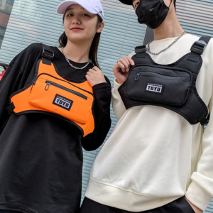 G5Q1 Oxford Cloth Mens Chest Bags Letter Printted Zipper Sports Chest Bag Adjustable Phone Bag Hip Hop Vest Chest Bag Outdoor Sports