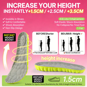 Height Increase Insoles Comfortable Invisible Insoles Sweat Absorbing Deodorant Shock Absorption Hidden Lift Insoles for Men Women