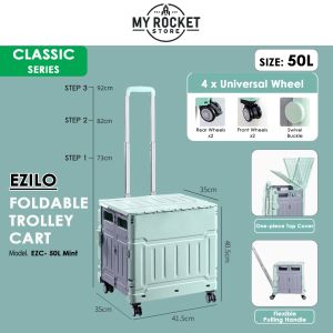 Foldable Shopping Cart Utility Cart Trolley Folding Large Capacity Stairs Climb Multifunctional