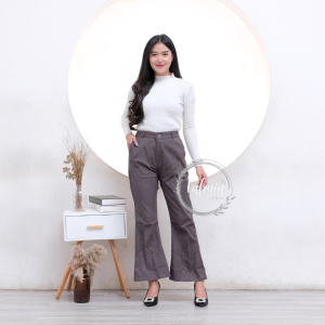 Celana Cutbray Basic Pants Twill Combed Stretch Celana Panjang Cutbray Wanita Premium