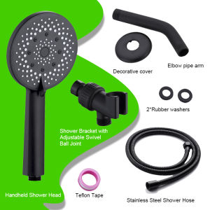 Baokemo High pressure 5-speed handheld shower head with stainless steel hose and adjustable bracket set