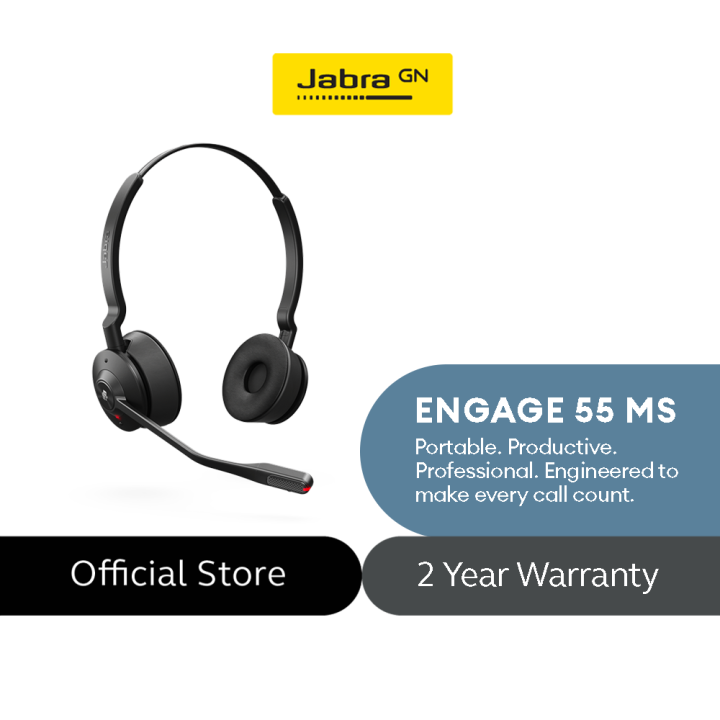 Casque Jabra Engage 55 SE Mono - Sans Fil DECT, Certifié Microsoft Teams, Portée 150 M