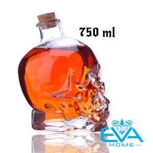 Bình Rót Thuỷ Tinh Đầu Lâu Nút Bần Glass Skull Decanter 750 ml SP1322