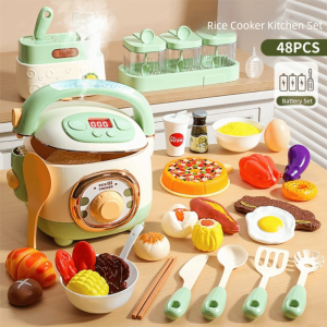 MECOME ของเล่นหม้อหุงข้าวไฟฟ้า ของเล่นทำอาหารจำลอง สเปรย์อะคูสติกออปติก ของเล่นเตาแม่เหล็กไฟฟ้า ชุดของเล่นทำอาหาร ของเล่นสนุก ปรุงจริง ของเล่นเครื่องครัว ของเล่นการศึกษาปฐมวัย
