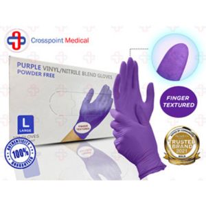 Crosspoint Tattoo Glove PURPLE Vinyl Food Nitrile Blend Disposable 100pcs (Small - Large)