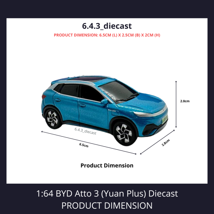 [Local Stock] 1:64 Build Your Dream BYD Atto 3 (Yuan Plus) diecast ...