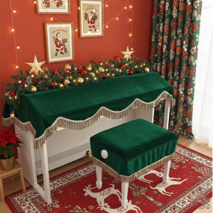 Khăn phủ đàn piano cơ đàn piano điện tử 88 phím nhung xanh nhung đỏ trang trí giáng sinh noel năm mới Tết