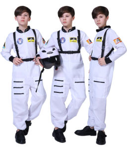 Fast shipping Halloween Spaceman Costume For Kids Astronaut Pilot Costume Boys Girls COS Suits Children Astronaut Role Cosplay Clothes Gifts