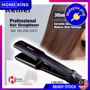 HOMEKING | Kemei KM-329 Professional Fast Warm-up Hair Straightener Electric Straightening Ceramic Flat Iron Hair Styling Tool Tourmaline Curling
