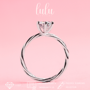 Lulu Moissanite Jewelry - Perhiasan Wanita Cincin Berlian Solitaire Moissanite 1 Carat Lapis Emas 18K - Ivy Solitaire Round Cut Moissanite Ring 1.2 CT Sertifikat GRA