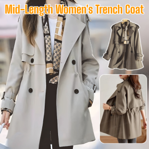 Womens Midlength Trench Coat Spring And Autumn New Korean Version Popular Style Outwear Loose Casual Large Size Jacket