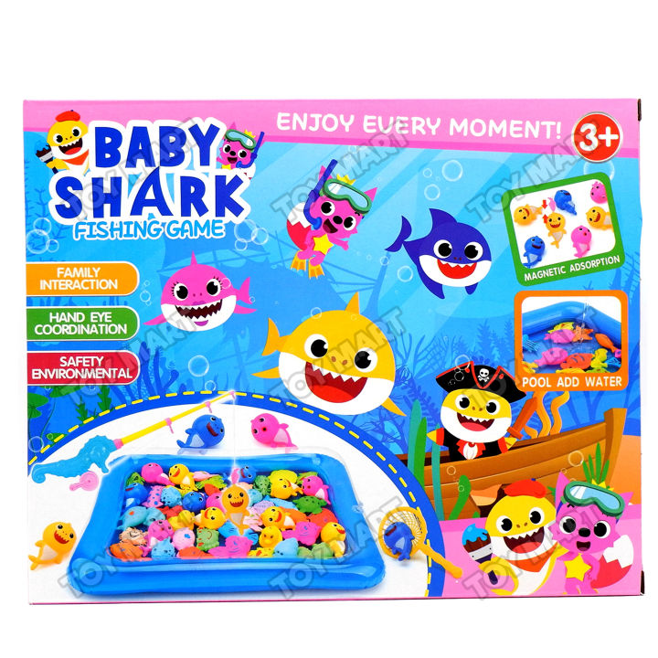 Baby Shark! Magnetic Fishing Game Floating Fish Toys Inflatable