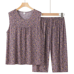 FunnyeS Plus Size Comfy Pajama Terno For Elderly Woman Casual Nightwear Pajama Set 6037