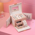 Multifunction Leather Jewelry Box With Lock Watch Earrings Necklace Jewelry Storage Organizer Women Jewelry Case Organizer. 