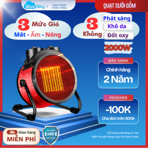 Máy sưởi gốm 2 chiều 2000W Quạt sưởi ấm mùa đông cho bé sưởi tắm bé an toàn làm nóng nhanh không khô da có 3 chế độ gió