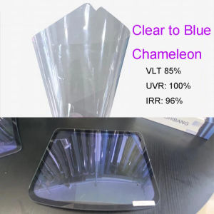 VLT 85% Transparent Light Blue Chameleon Car Side Window Foils Glass Window Tints Solar Protection Window Film 50x300cm