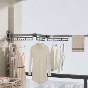 Wall Mounted Clothes Drying Rack Retractable Fold Away Clothes Dry Racks folding clothes hanger rack storage no drilling