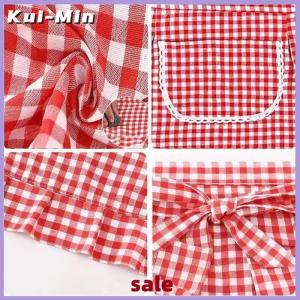 Kui-Min ผ้ากันเปื้อนทรงสี่เหลี่ยมผ้ากันเปื้อนครึ่งเอววัสดุผ้าฝ้ายกันคราบระบายอากาศได้ดีเสื้อผ้าทำงานทำอาหารที่บ้านอุปกรณ์ในครัว