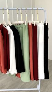 Baju Ootd Setelan Wanita Kekinian Murah Berkualitas Bahan Crinkle Import Ld 108 - 110 Good Quality / One Set Wanita Korean Style Hijab Kekinian / Outfit Kasual Wanita / Baju OneSet Kemeja Dan Celana Polos Murah Setelan Krinkel Terbaru 2022 Good Quality