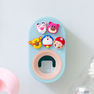 2Pcs Toothpaste squeezer lazy cartoon punch-free wall-mounted automatic toothpaste squeezing artifact toiletries