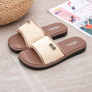 [Free Shipping] WomenS Casual Outdoor Trendy Fashion Gold-Pink Edge PVC Flat Sandals Everyday Personalized Home Style Slide Sandals