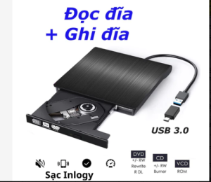 [Giao hàng 24 giờ⚡️] Ổ đọc ghi đĩa CD DVD rời gắn ngoài qua cổng USB 3.0 cho laptop PC máy Mác