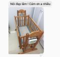 Nôi điện em bé bằng gỗ 3 chức năng: Nôi, Cũi, Võng. 